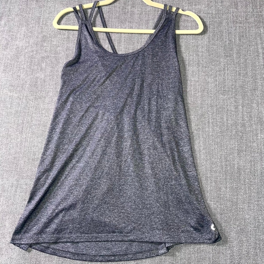 Gap Strappy Tank Top Womens Large Heather Gray Stretch Racerback Workout Running